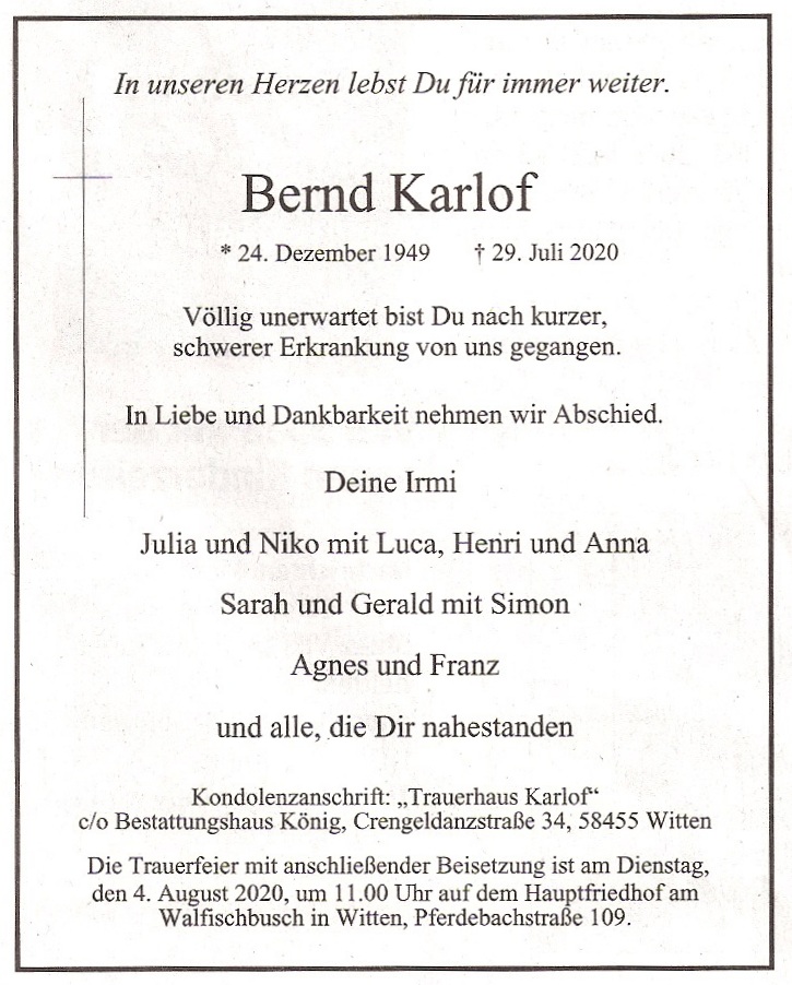20200801 Karlof Bernd Traueranzeige WAZ