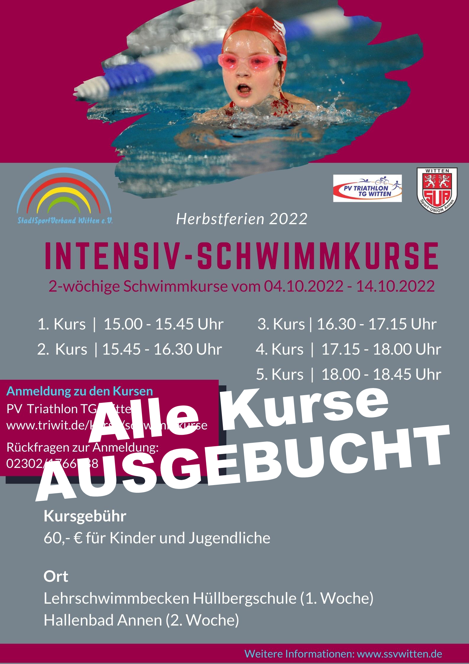 2022 09 20 Plakat Intensiv Schwimmkurse 2022 AUSGEBUCHT
